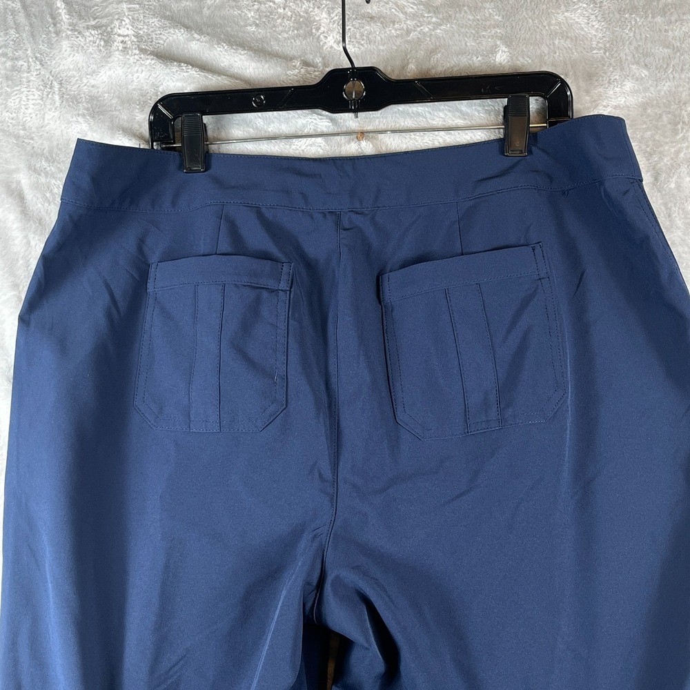 Sundays Womens 14 Navy Travel Pants Stretch Pull On Ruched Tie Cuff Ankle Resort - Picture 6 of 12
